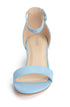 PARTY Women's Open Toe Ankle Strap Low Block Chunky Heels Sandals 6 Light Blue - Evallys.com # #