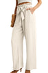 IWOLLENCE Women's Wide Leg Pants with Pockets High Waist Adjustable Knot Loose Casual Trousers Business Work Casual Pants 3X-Large 02 Ivory White - Evallys.com # #