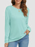 ATHMILE Womens Long Sleeve Round Neck Shirts Basic Tee Casual Top Fall Trendy Tunic Outfits Fitted T Shirts X-Large Lake Green - Evallys.com # #