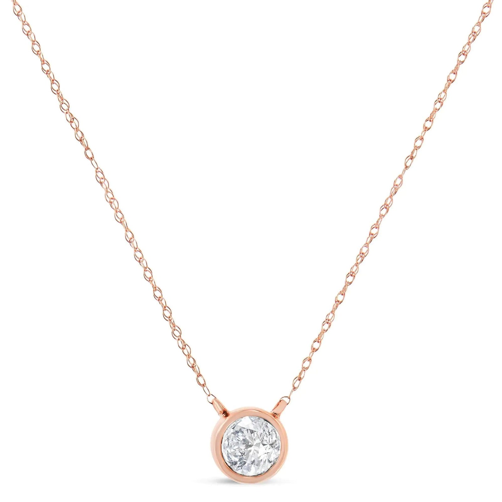 AGS Certified 10K Gold Diamond Solitaire Pendant Necklace (G-H, SI2-I1) - Evallys.com # #