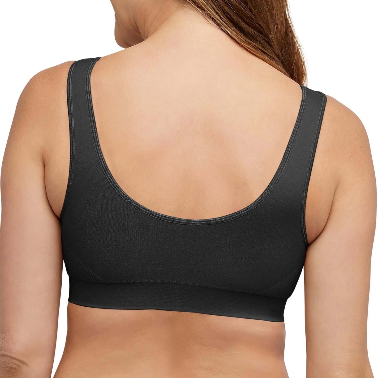 Bali One Smooth U Wireless Bra, Seamless No-Bulge Shapewear Bra, Pullover Bralette with No-Roll Underband and No-Dig Straps Medium Black - Evallys.com # #