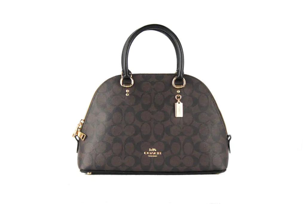 Coach Katy Brown Black Signature Coated Canvas Dome Satchel - Evallys.com # #