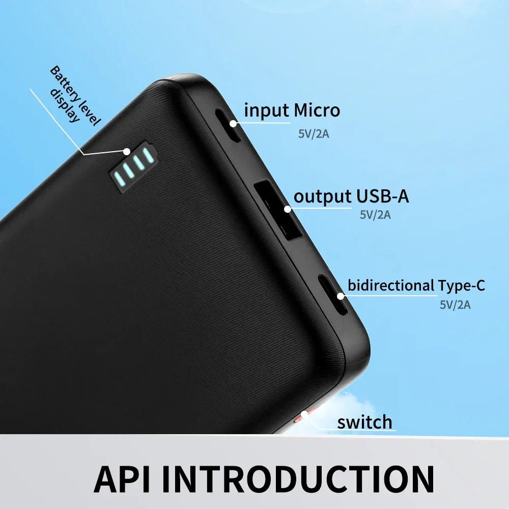 10000Mah Portable Power Bank, Outdoor Emergency Backup Battery Pack, Usb/Type - C Two - Way Charging/Micro, Suitable for Android, Android and Other Mobile Digital Equipment Category: Portable Power Bank - Evallys.com