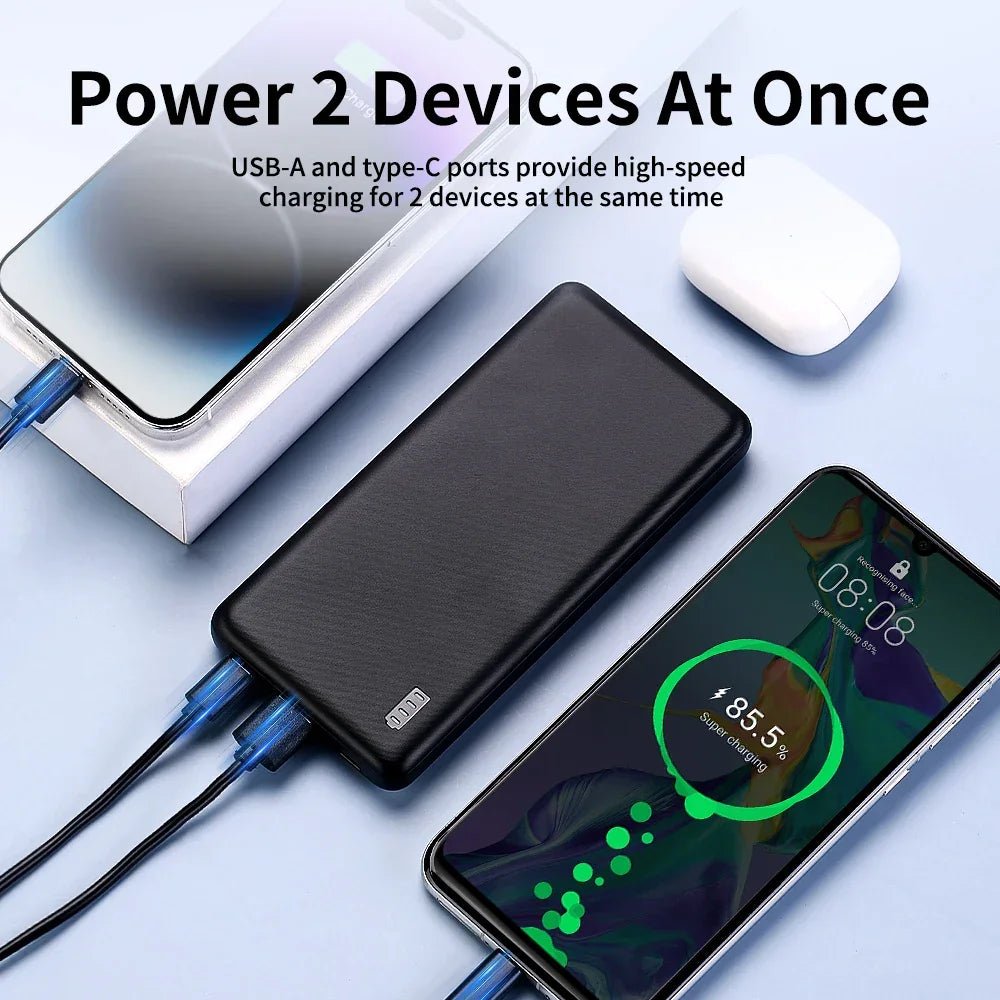 10000Mah Portable Power Bank, Outdoor Emergency Backup Battery Pack, Usb/Type - C Two - Way Charging/Micro, Suitable for Android, Android and Other Mobile Digital Equipment Category: Portable Power Bank - Evallys.com
