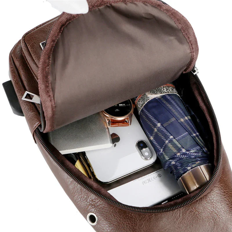 USB Portable Charging Chest Bag Messenger Bag - Evallys.com