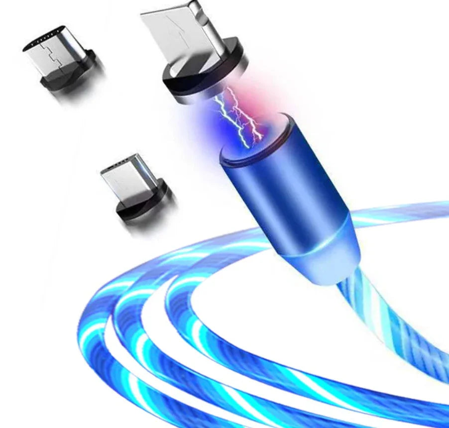Compatible with Apple, Flowing Ligh Magnetic Streamer Data Line Cable for Iphone Android Typec - Evallys.com