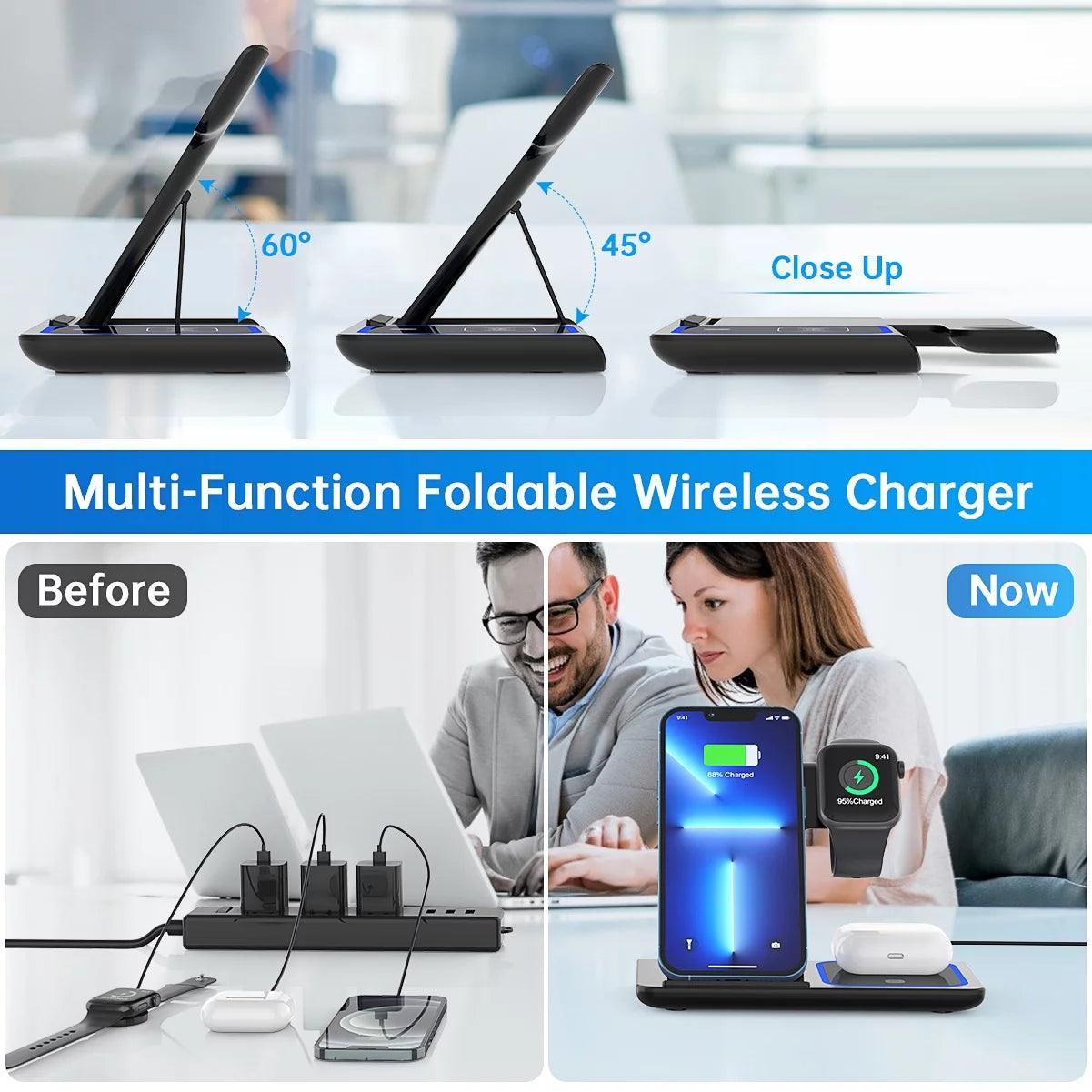 Wireless Charger, 18W Fast Iphone Charging Station for Iphone 15/14/13/12 /11/Pro Max/Plus /XR,3 in 1 Wireless Charging Stand for Iwatch Series SE 9/8/7/6/5/4/3, Airpods Pro/3/2 (With QC3.0 Adapter) - Evallys.com # #