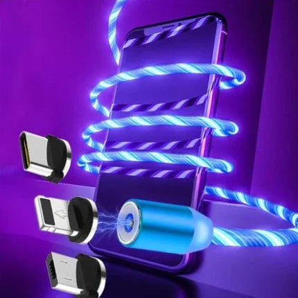 Compatible with Apple, Flowing Ligh Magnetic Streamer Data Line Cable for Iphone Android Typec - Evallys.com