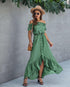 Irregular ruffled female dress with one-line collar tether - Evallys.com # #
