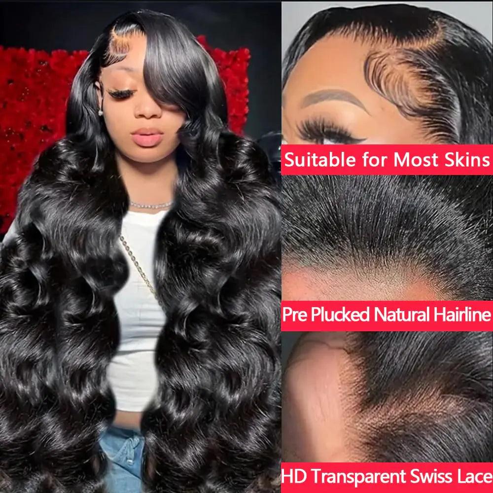 13x6 HD Lace Front Wigs Human Hair Pre Plucked 180% Density Body Wave Closure Wigs Human Hair for Women Human Hair Wig with Baby Hair Natural Color 24 Inch 13x6 Body Wave Human Hair Wig - Evallys.com # #