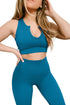 QINSEN Women'S Yoga Workout Outfits 2 Piece High Waisted Leggings with Sports Bra Gym Clothes Sets Light Blue S - Evallys.com # #