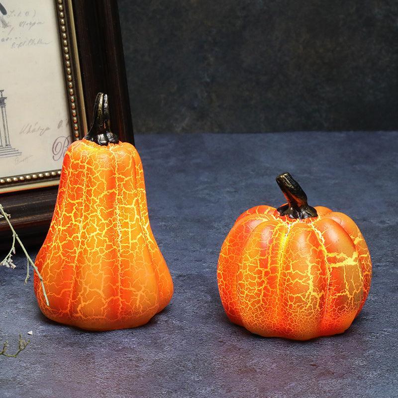 New Halloween Pumpkin Lantern Simulation Pumpkin LED Candle Lamp Resin Luminous Pumpkin - Evallys.com # #