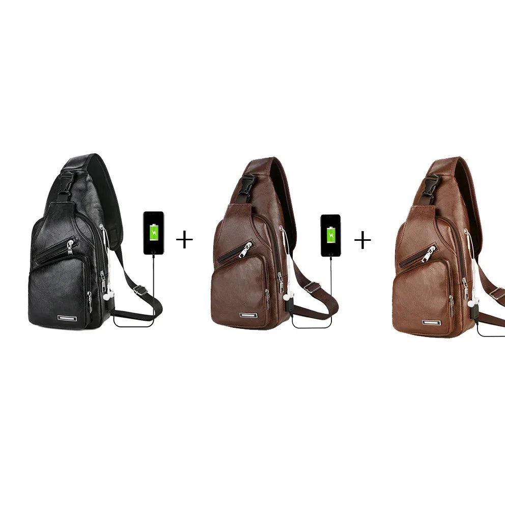 USB Portable Charging Chest Bag Messenger Bag - Evallys.com
