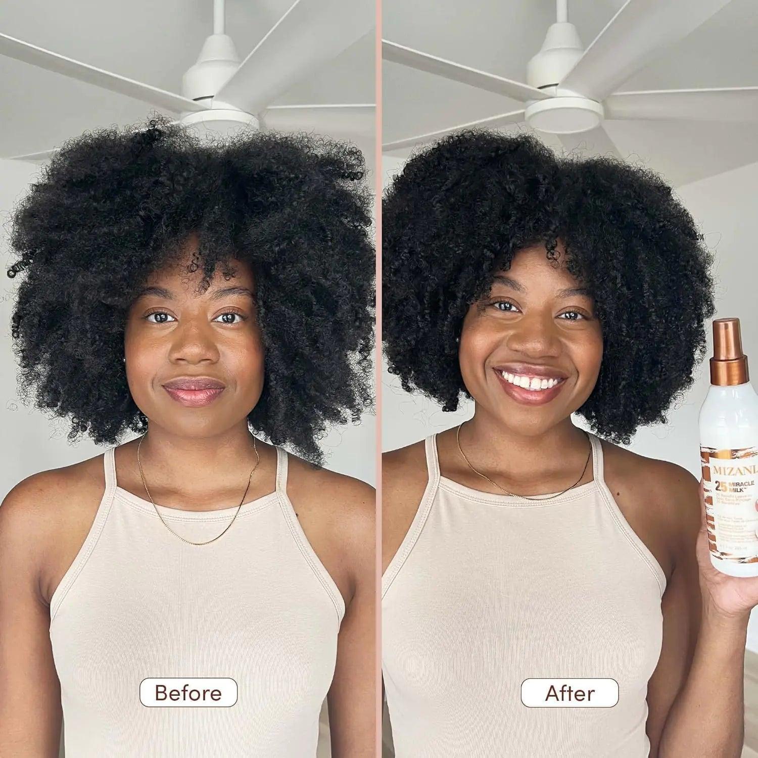 MIZANI 25 Benefit Miracle Milk Leave in Conditioner | Heat Protectant and Detangler Spray | Formulated with Coconut Oil | For Frizzy & Curly Hair 3.4 Fl Oz (Pack of 1) - Evallys.com # #