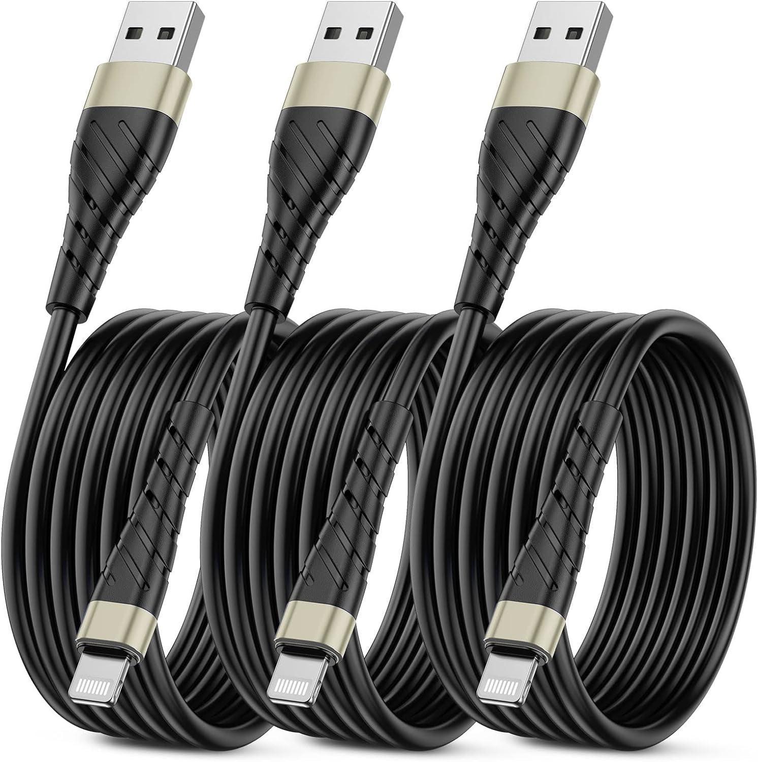 OIITH Apple Mfi Certified Iphone Charger Cable 3 Pack 10 Ft, Extra Long Lightning Charging Cord, Fast 2.4A Iphone USB Cord Compatible with Iphone12/11/Xs/Max/Xr/X/8/8P/7P/6/Ipad - Evallys.com # #