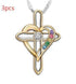 Cross Love Colorful Imitatio Gemstone Pendant Alloy Clavicle Chain - Evallys.com # #