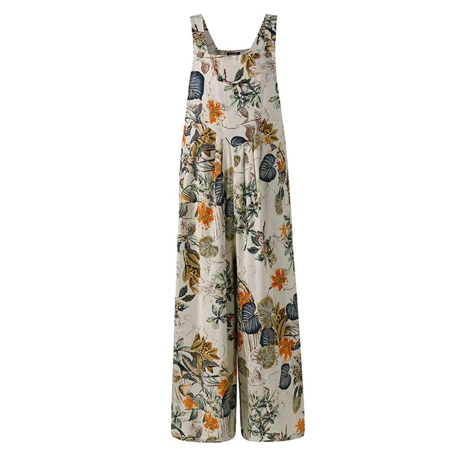 Patchwork Printed Button Suspender Jumpsuit - Evallys.com # #