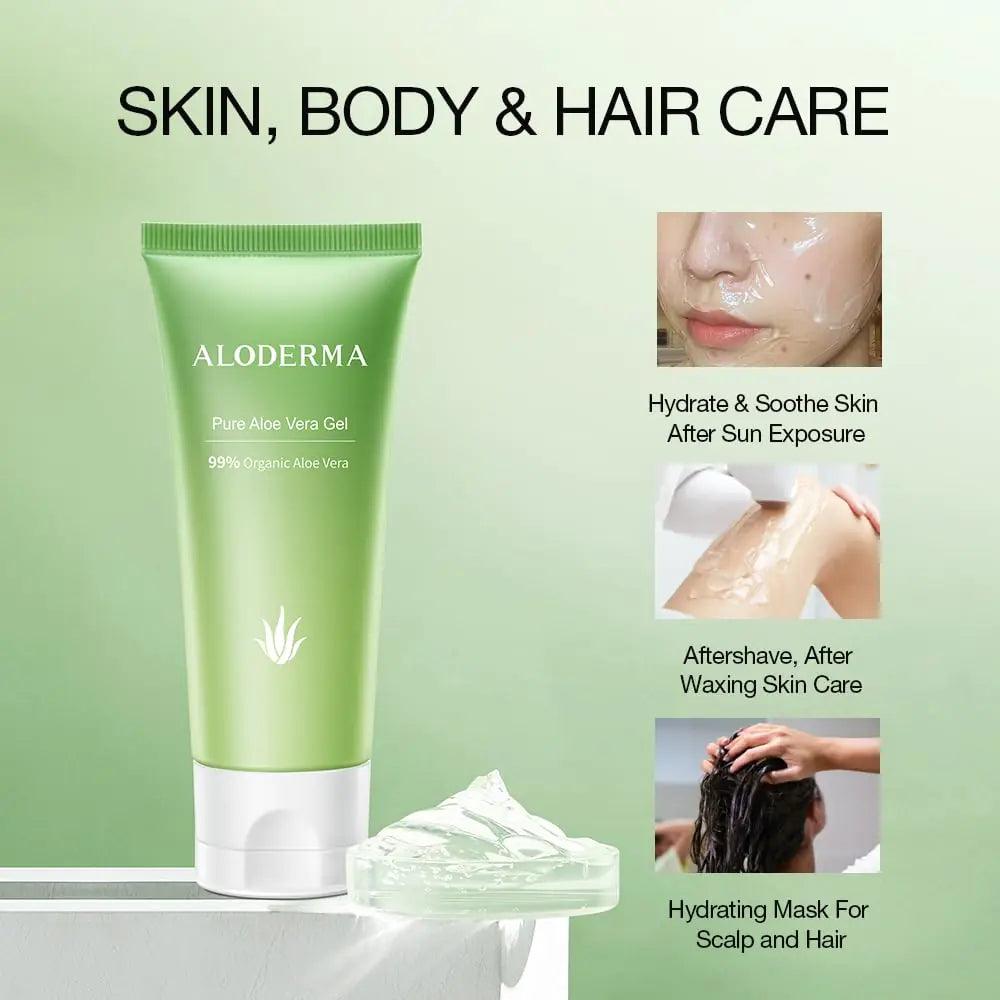 Aloderma 99% Organic Aloe Vera Gel for Face Made within 12 Hours of Harvest - Natural Hydrating Pure Aloe Vera Gel for Soothing Skincare - Moisturizing Aloe Gel for Skin, Face, & Sensitive Skin, 4oz 1 - Evallys.com # #