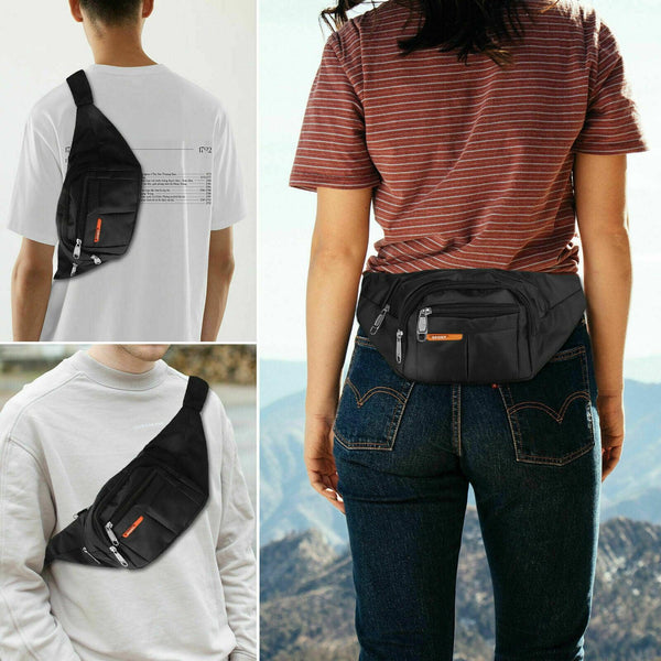 Waist Bag Fanny Pack For Men Women Hip Belt Bum Pouch Sport Travel Purse Unisex - Evallys.com # #
