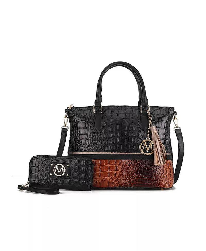 Autumn Crocodile Skin Tote Bag with Wallet by Mia K. - Evallys.com # #