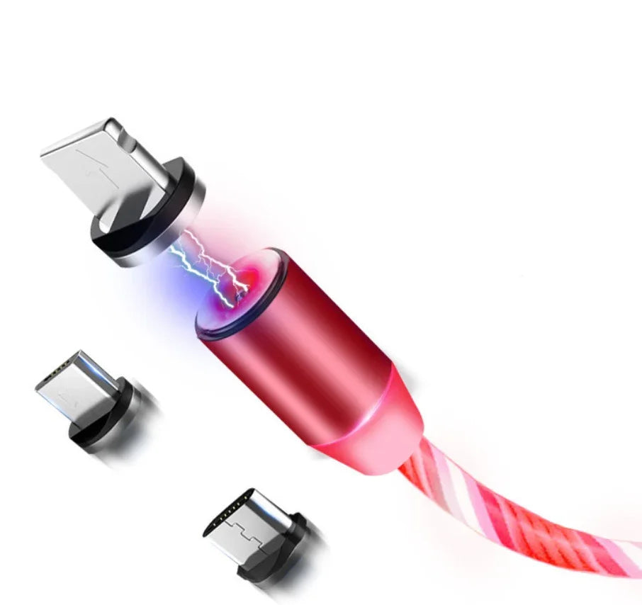 Compatible with Apple, Flowing Ligh Magnetic Streamer Data Line Cable for Iphone Android Typec - Evallys.com