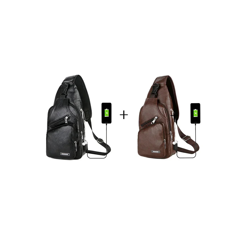 USB Portable Charging Chest Bag Messenger Bag - Evallys.com