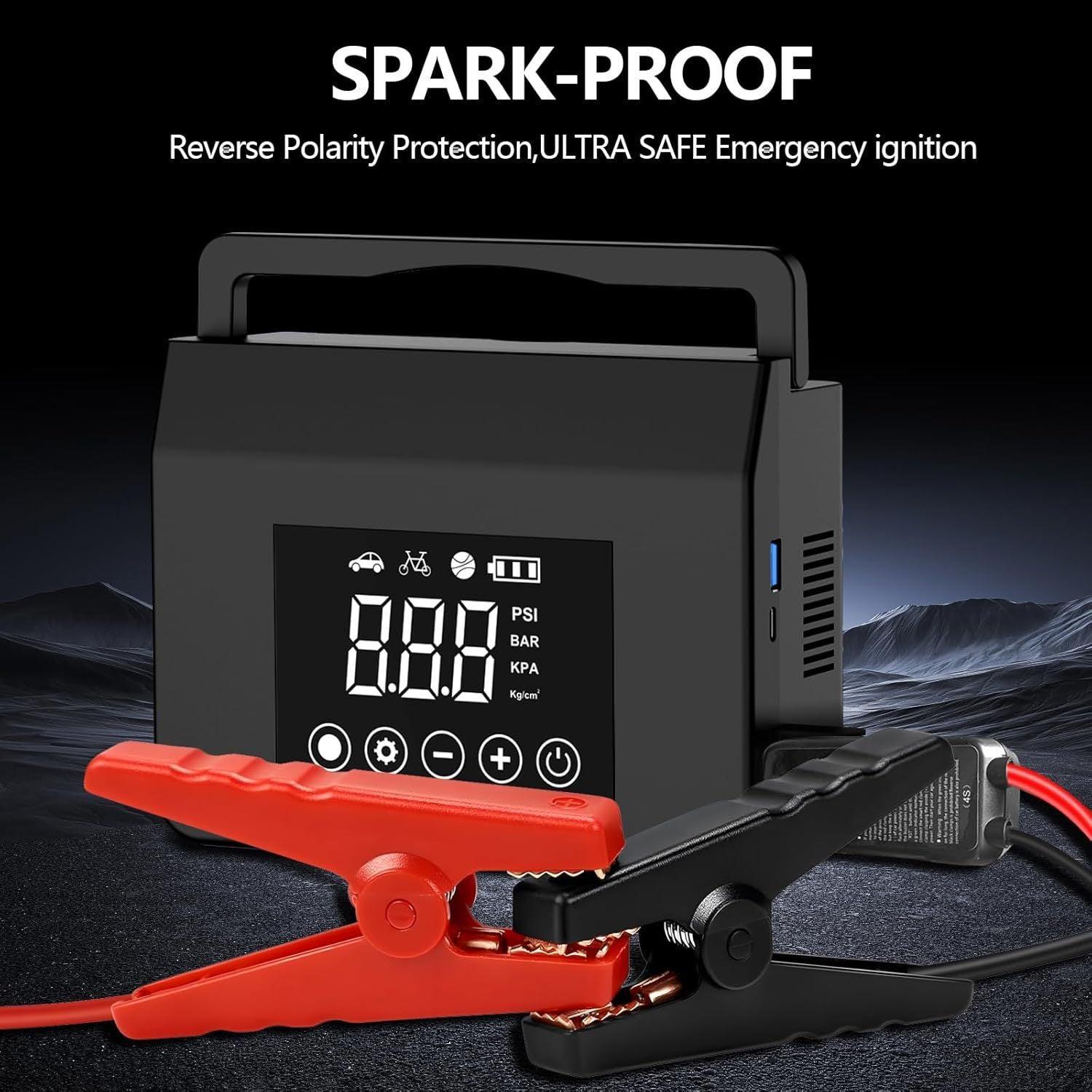 A Portable Car Jump Starter, With 4000A Battery Booster, 12V Jump Starter  Gas Engines Up To 8.0L, Diesel Up To 6.0L Equipped With Smart Clamp Cables, USB Quick Charge And LED Flashlight - Evallys.com # #