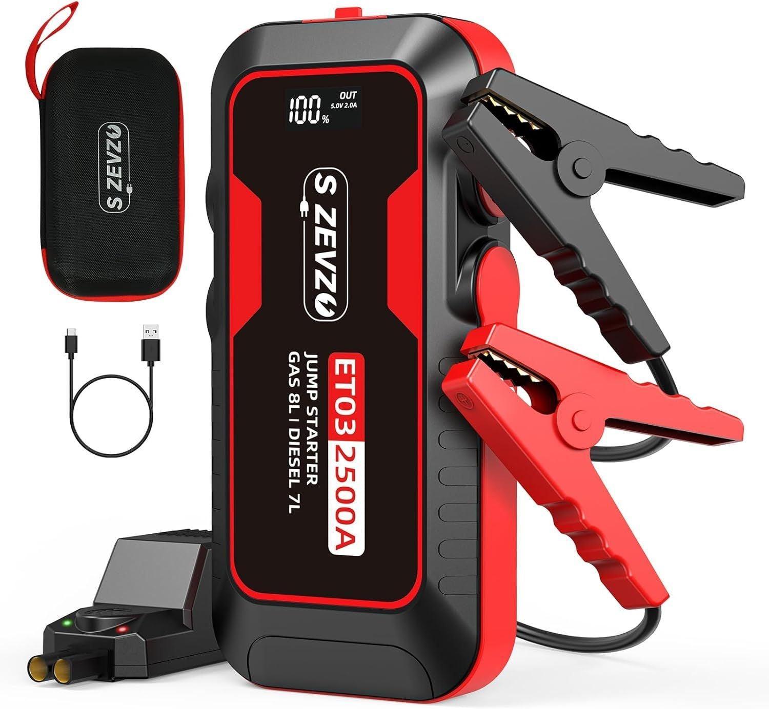 A Portable Car Jump Starter, With 4000A Battery Booster, 12V Jump Starter  Gas Engines Up To 8.0L, Diesel Up To 6.0L Equipped With Smart Clamp Cables, USB Quick Charge And LED Flashlight - Evallys.com # #