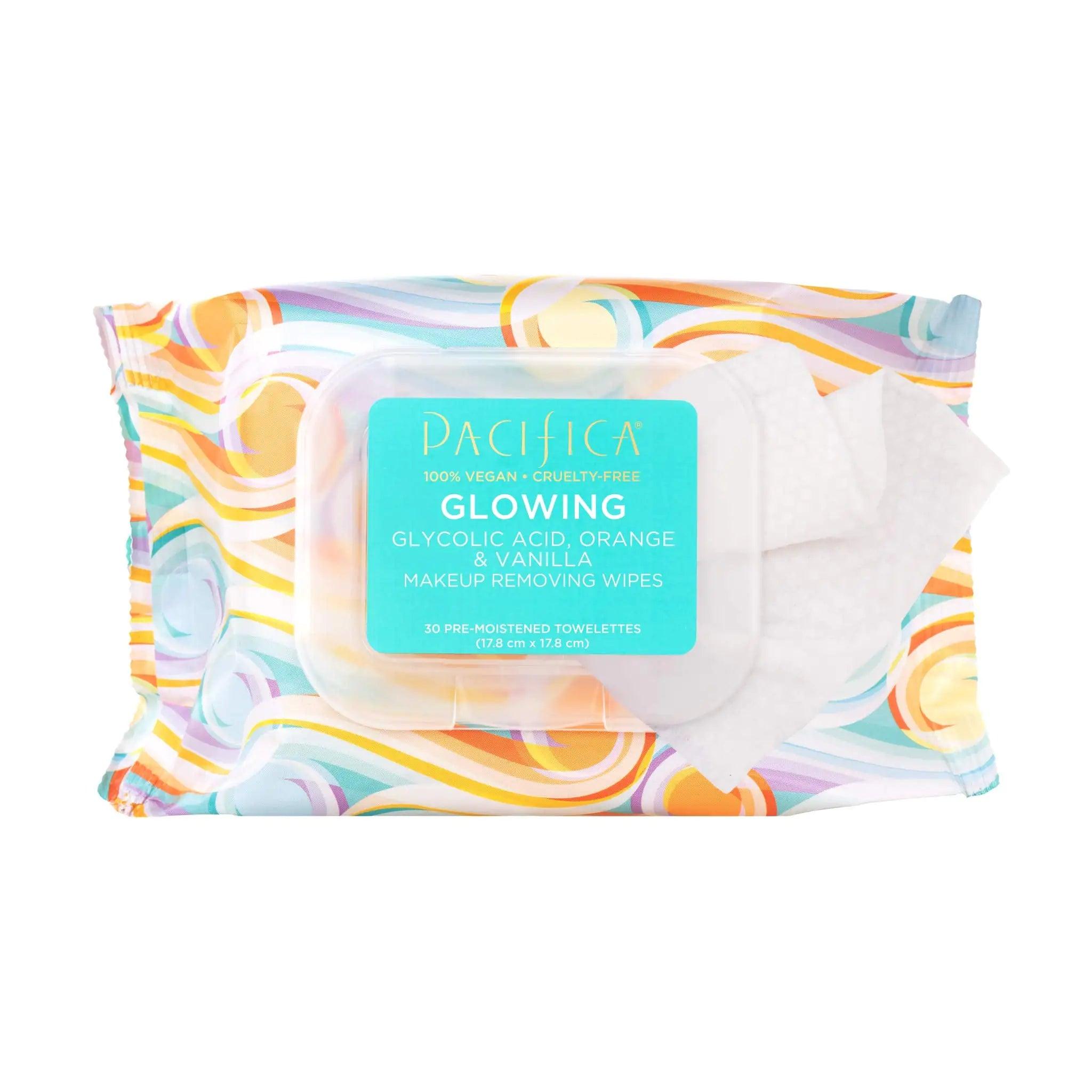 Pacifica Beauty Glowing Glycolic Acid, Orange & Vanilla Makeup Remover Wipes, Designed To Create Glowing Skin, Vegan & Cruelty-Free, 30 Wipes 30 Count (Pack of 1) - Evallys.com # #