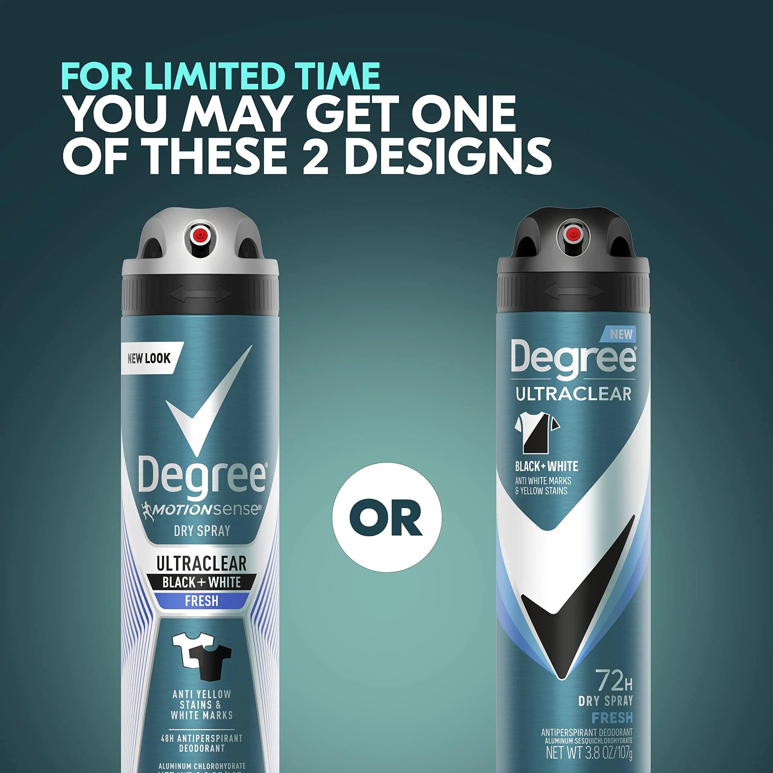 Degree Men Antiperspirant Spray Black + White 3 Count Protects from Deodorant Stains Instantly Dry Spray Deodorant 3.8 oz Fresh 3.8 Ounce (Pack of 3) - Evallys.com # #