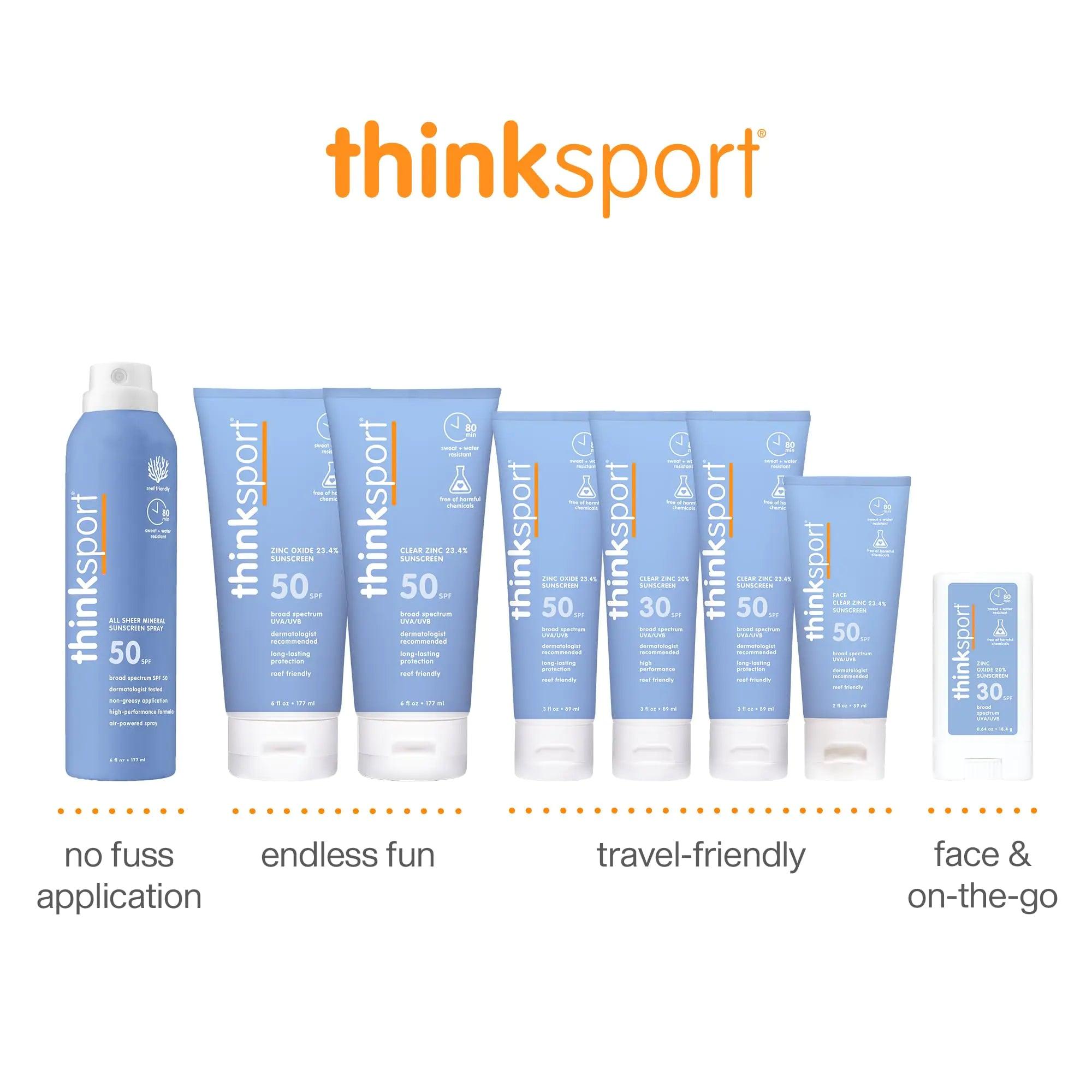 Thinksport SPF 50+ Mineral Sunscreen – Safe, Natural Sunblock for Sports & Active Use - Water Resistant Sun Cream –UVA/UVB Sun Protection – Vegan, Reef Friendly Sun Lotion, 6oz 6 Fl Oz (Pack of 1) - Evallys.com # #