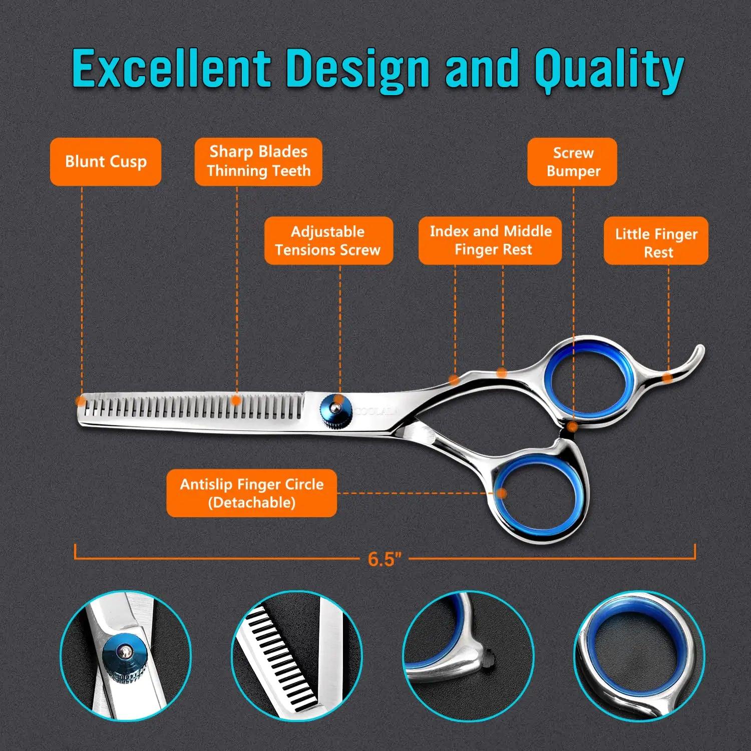 Stainless Steel Hair Cutting Scissors Thinning Shears 6.5 Inch Professional Salon Barber Haircut Scissors Family Use for Man Woman Adults Kids - Evallys.com # #