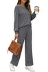 WIHOLL Womens Sweatsuits Sets Long Sleeve Crewneck Top Wide Leg Pants Two Piece Outfits Dark Gray Small - Evallys.com # #