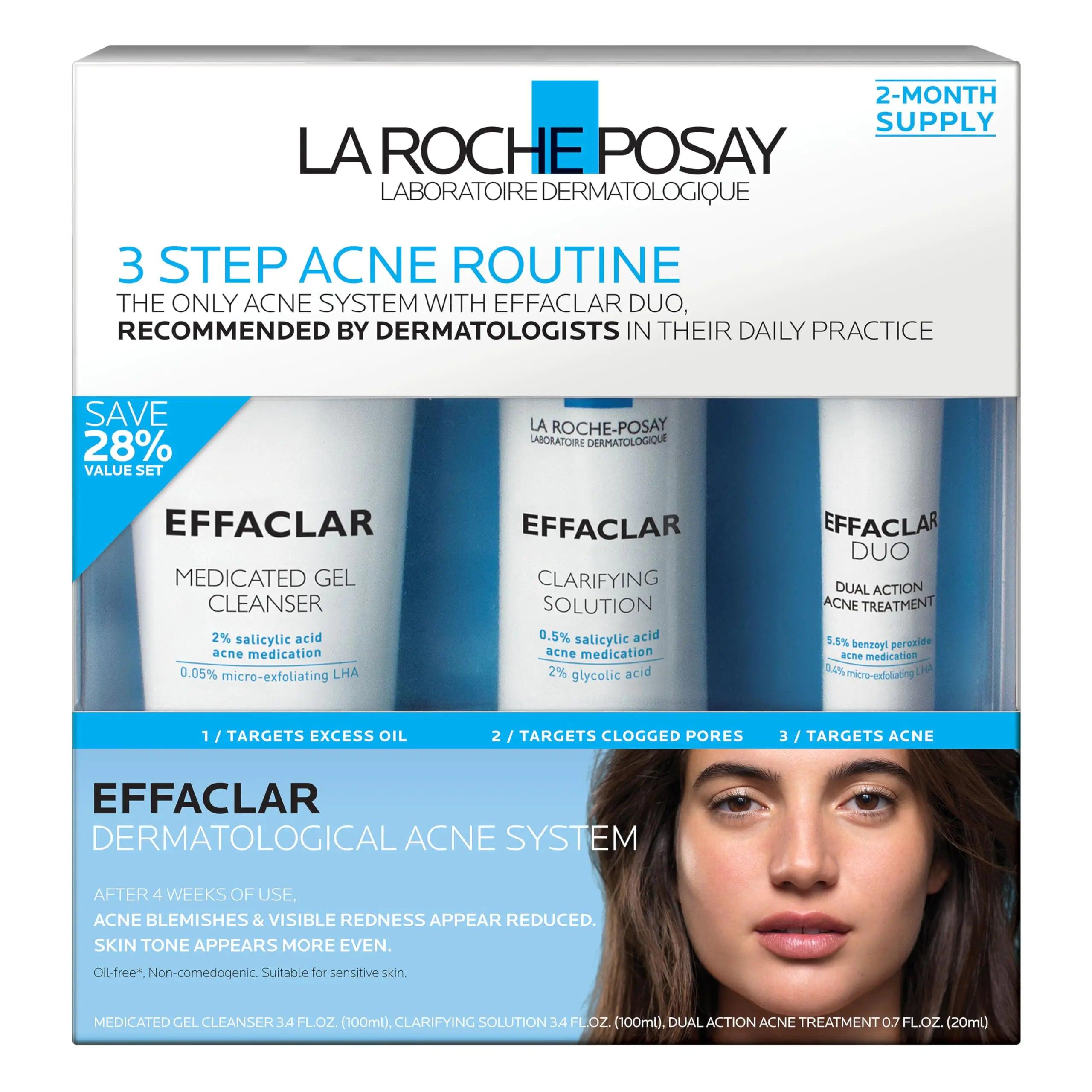 La Roche-Posay Effaclar Dermatological 3 Step Acne Treatment System, Salicylic Acid Acne Cleanser, Pore Refining Toner, and Benzoyl Peroxide Spot Treatment for Sensitive Skin, 2-Month Supply - Evallys.com # #