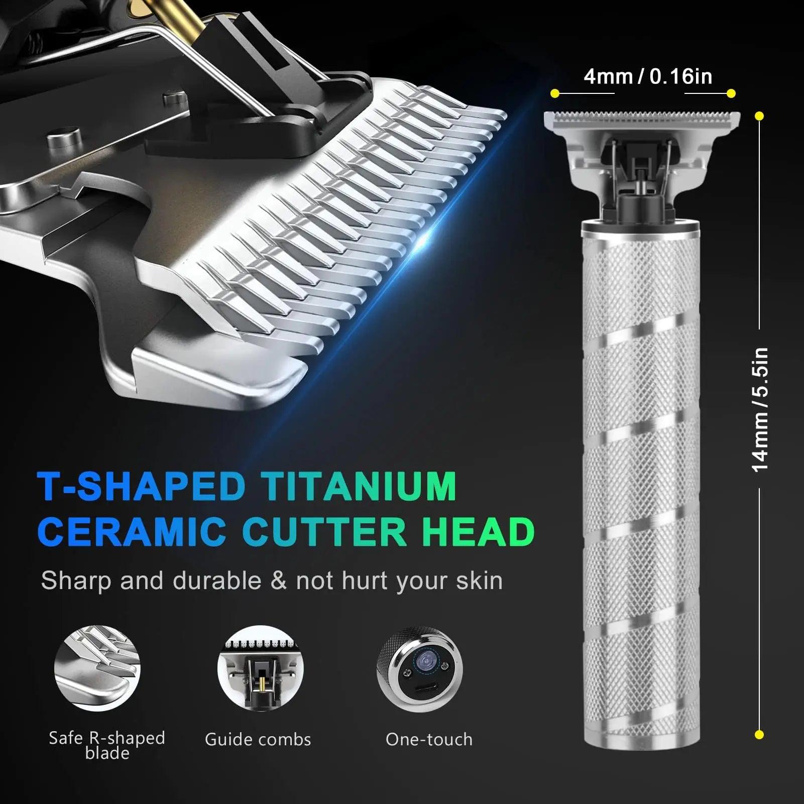 Ufree Hair Trimmer for Men, Beard Trimmer for Men Electric Razor Shavers Cordless Hair Clippers for Men, Zero Gapped T Blade Liners Grooming Hair Cutting Kit, Valentines Day Gifts for Men(Silver) Silver - Evallys.com # #