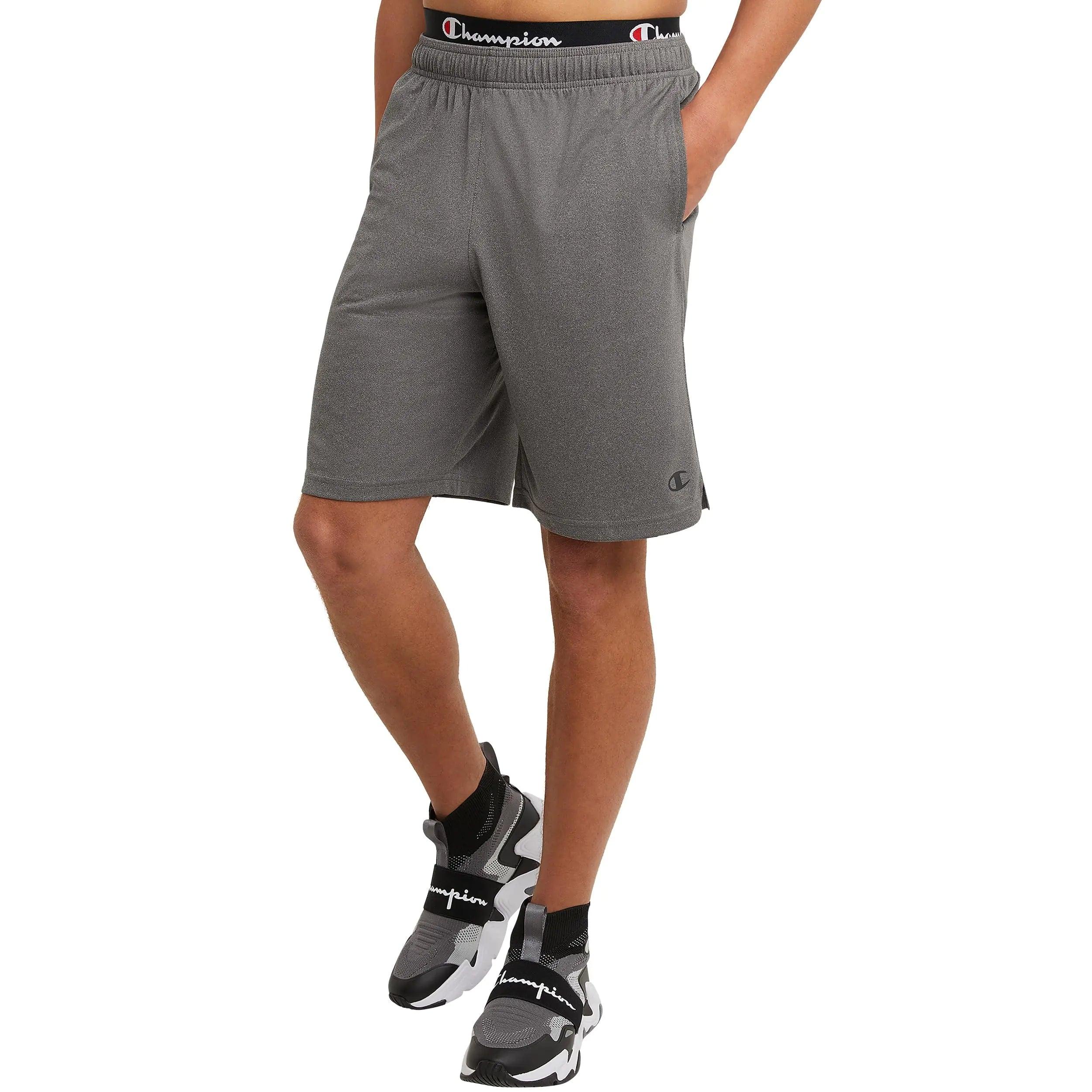 Champion Men's Sport Shorts, Moisture Wicking, Athletic Shorts, Gym Shorts (Reg. Or Big & Tall) Standard Small Granite Heather C Logo - Evallys.com # #