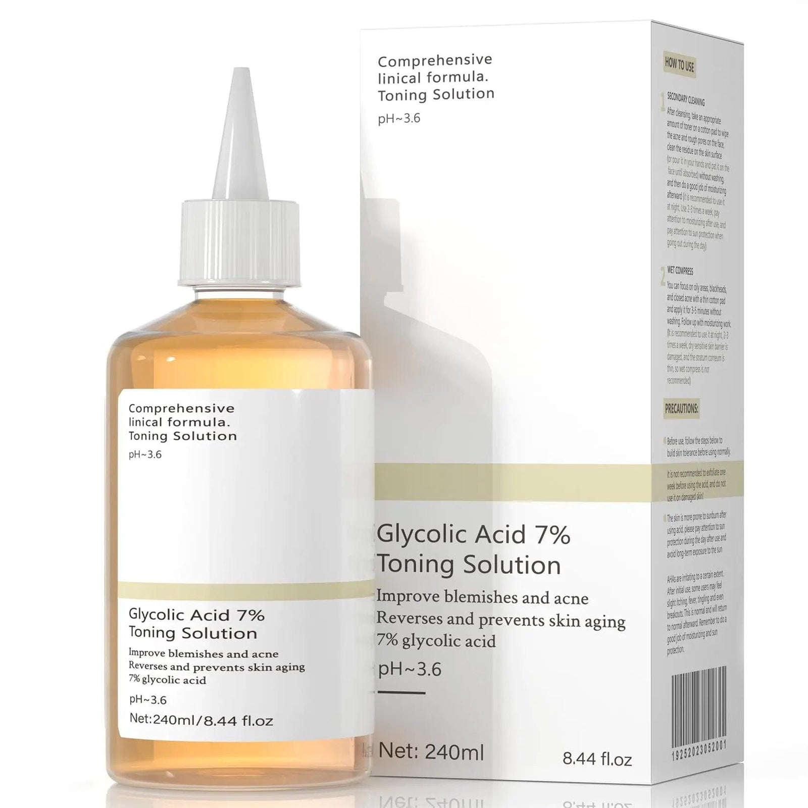 Glycolic Acid 7% Toning: Glycolic Acid Toner Keep The Skin Moist Exfoliate Exfoliating Serum for Face - Glycolic Acid 7% Suitable for Adults to Use at Home 240ml - Evallys.com # #