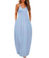 Wolddress Womens 2024 Casual Sleeveless Sundress Plus Size Loose Plain Long Summer Beach Maxi Dress with Pockets S-5X Large Gradient-babyblue Pink - Evallys.com