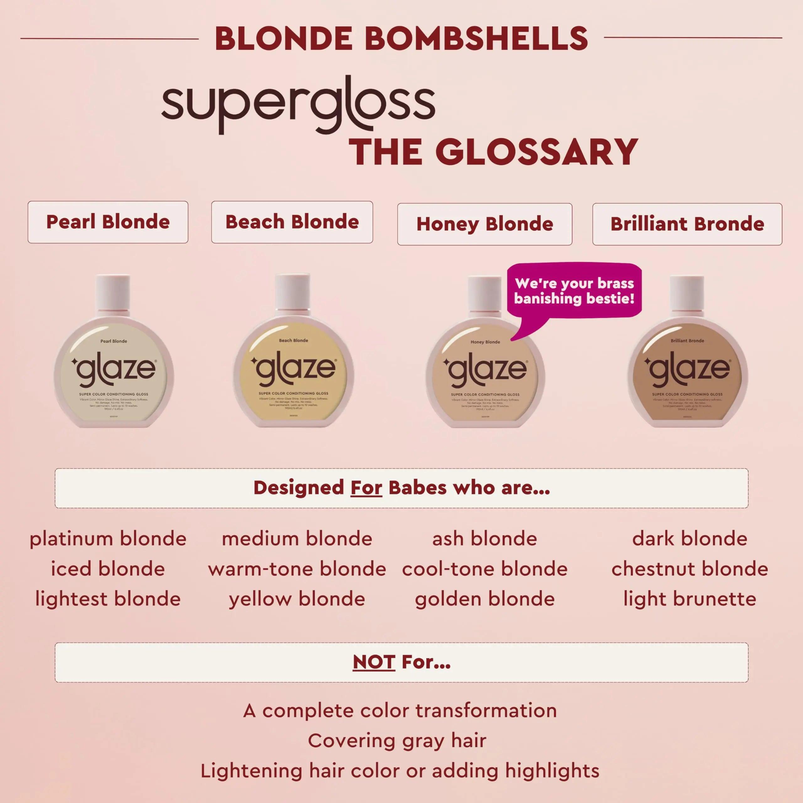 Glaze Super Gloss Color Conditioning Hair Gloss – Like a Tinted Moisturizer for Warm Blonde Hair – Boosts Color, Repairs the Look of Damage & Adds Mirror Shine – Beach Blonde, 6.4 oz - Evallys.com # #