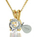 14k Yellow Gold Aries Necklace Zodiac Pendant 24k Gold inscribed on Crystal - Evallys.com