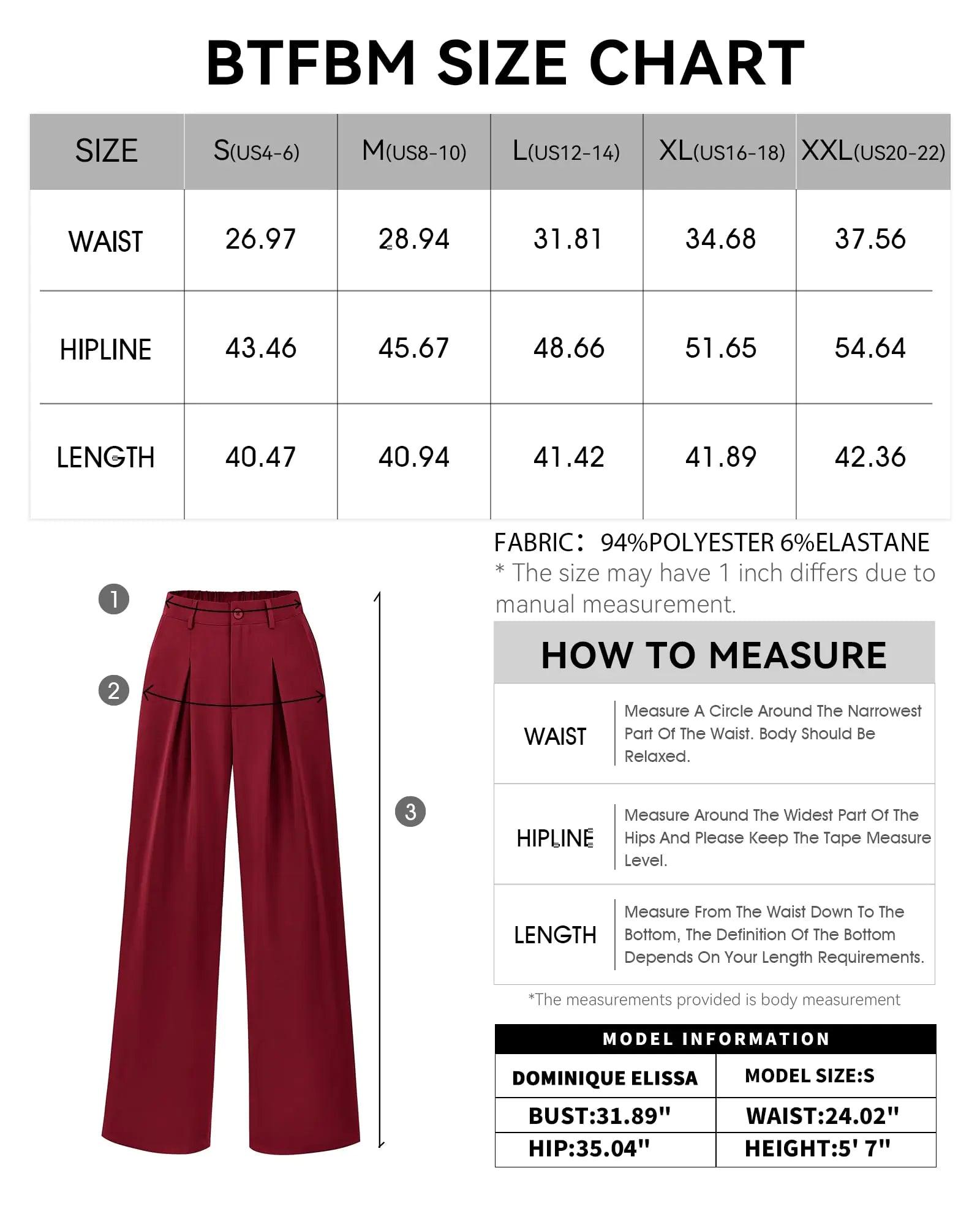 BTFBM Women High Waist Casual Wide Leg Long Palazzo Pants Button Down Loose Business Work Office Trousers with Pockets Medium Solid Wine Red - Evallys.com # #