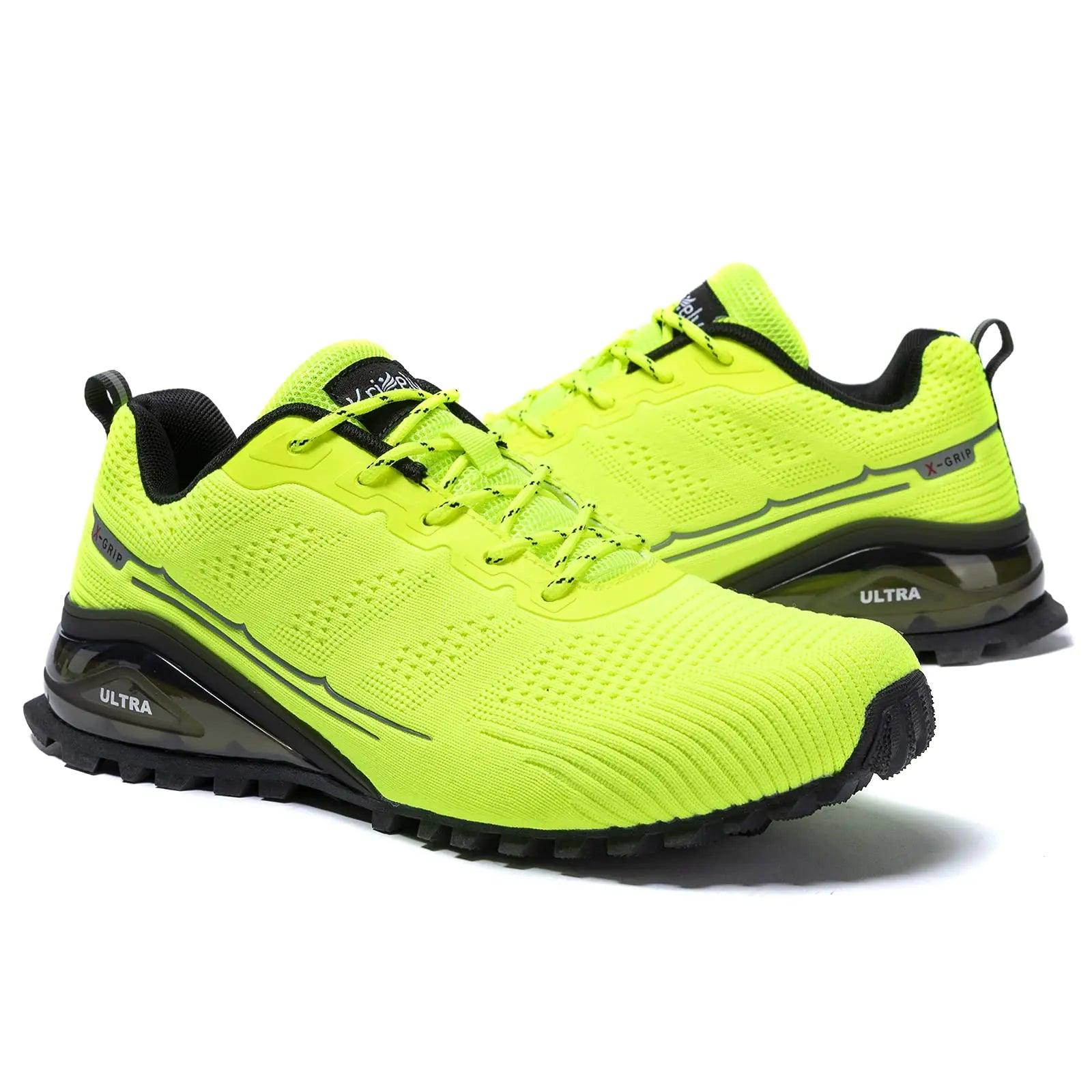 Kricely Men's Trail Running Shoes Fashion Walking Hiking Sneakers for Men Tennis Cross Training Shoe Outdoor Snearker Mens Casual Workout Footwear 7.5 Fluorescent Green - Evallys.com # #