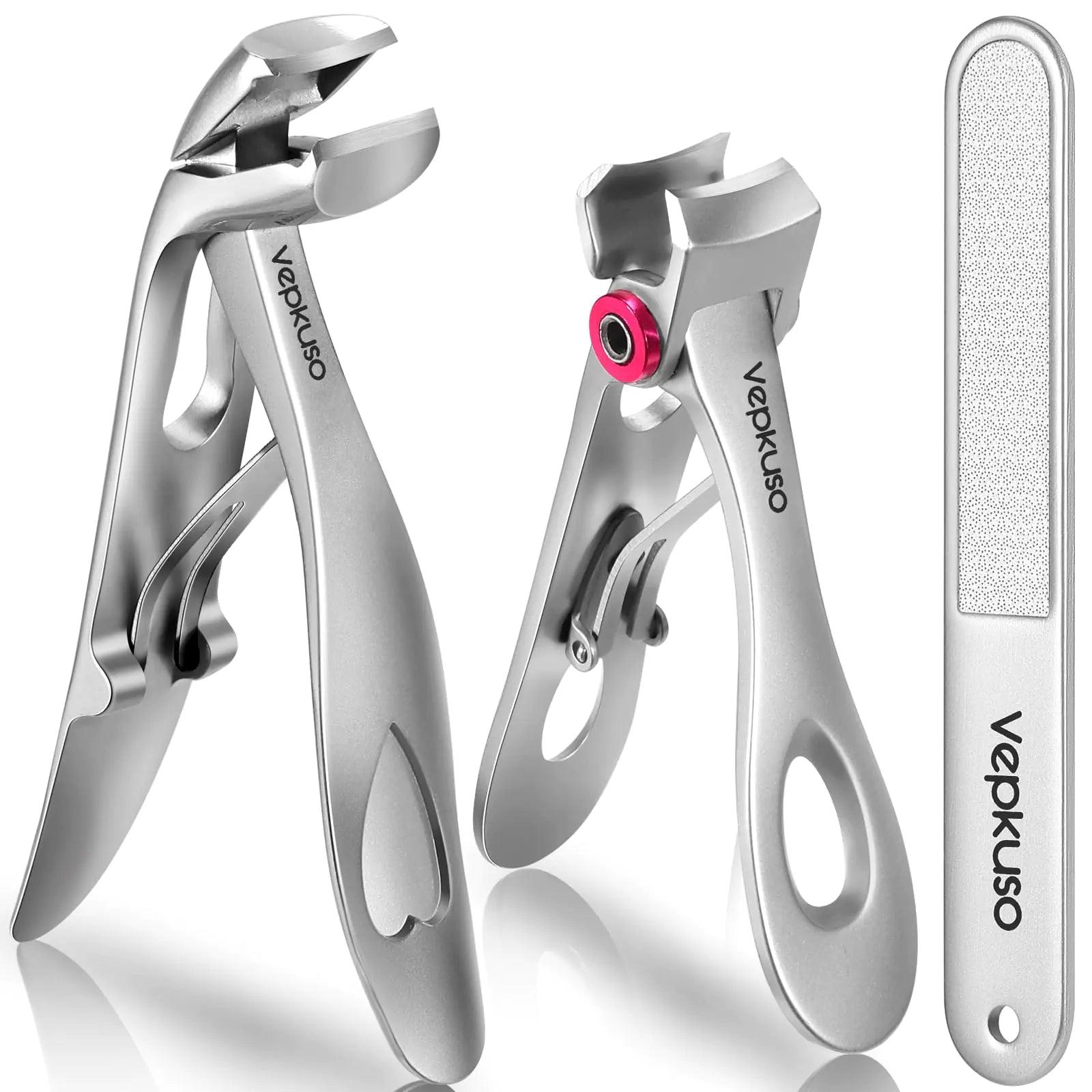 Nail Clippers for Seniors, Wide Jaw Fingernail Clippers and Angled Head Toenail Clippers for Thick Nail, Professional German Nail Clippers for Men, Women&Pregnant，Sliver Sliver(2 Pack) - Evallys.com # #