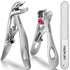 Nail Clippers for Seniors, Wide Jaw Fingernail Clippers and Angled Head Toenail Clippers for Thick Nail, Professional German Nail Clippers for Men, Women&Pregnant，Sliver Sliver(2 Pack) - Evallys.com # #