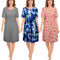 3 Pack Sleepshirts Women's Nightshirt Soft Nightgowns for Women Short Sleeve dress Sleepwear(S-3X) Plus 1X Set 3 - Evallys.com # #