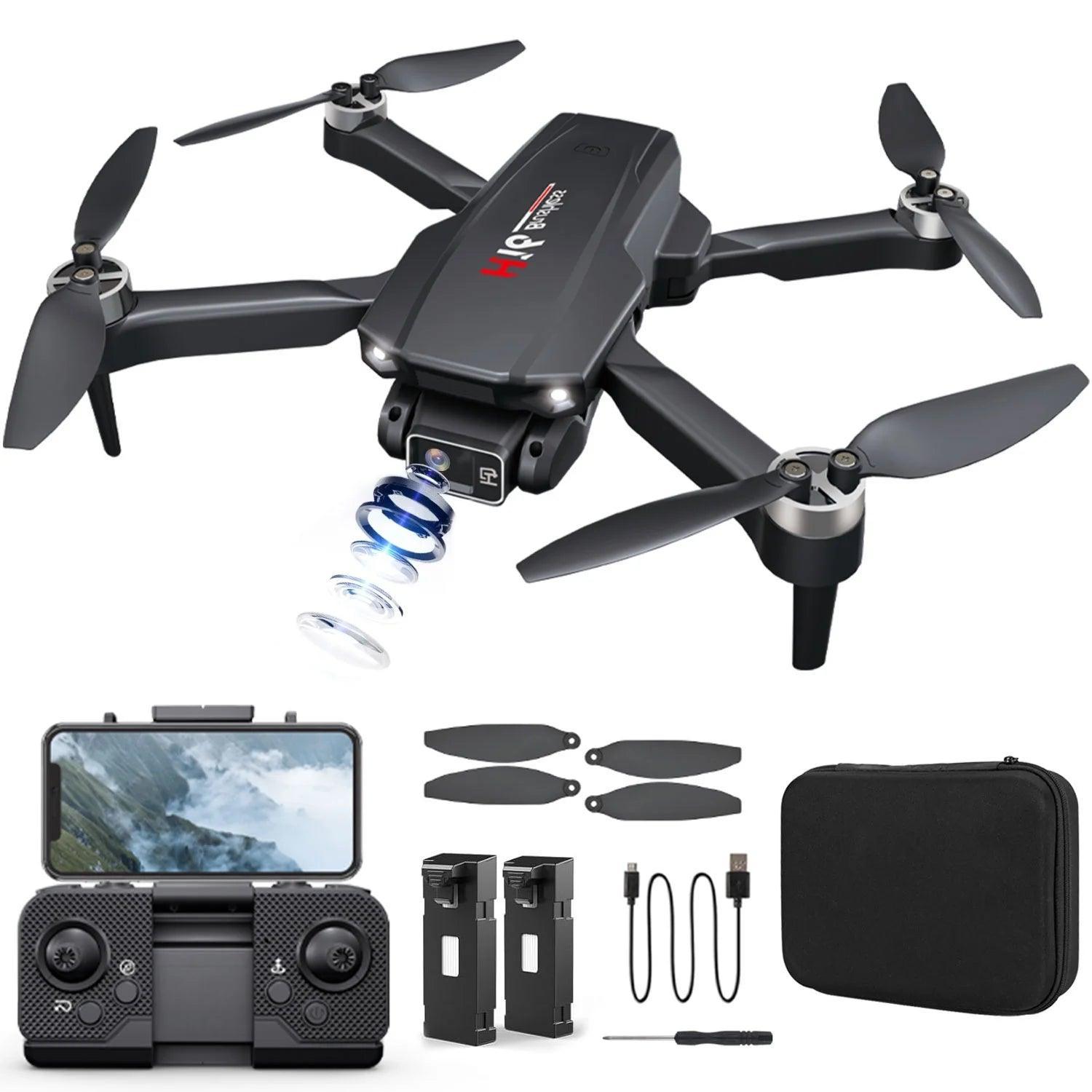 Kid Odyssey H16 Drone with Camera for Adults 4K, Foldable Drone for Beginners with Brushless Motor, Optical Flow Positioning, with 2 Batteries and Carrying Case - Evallys.com # #