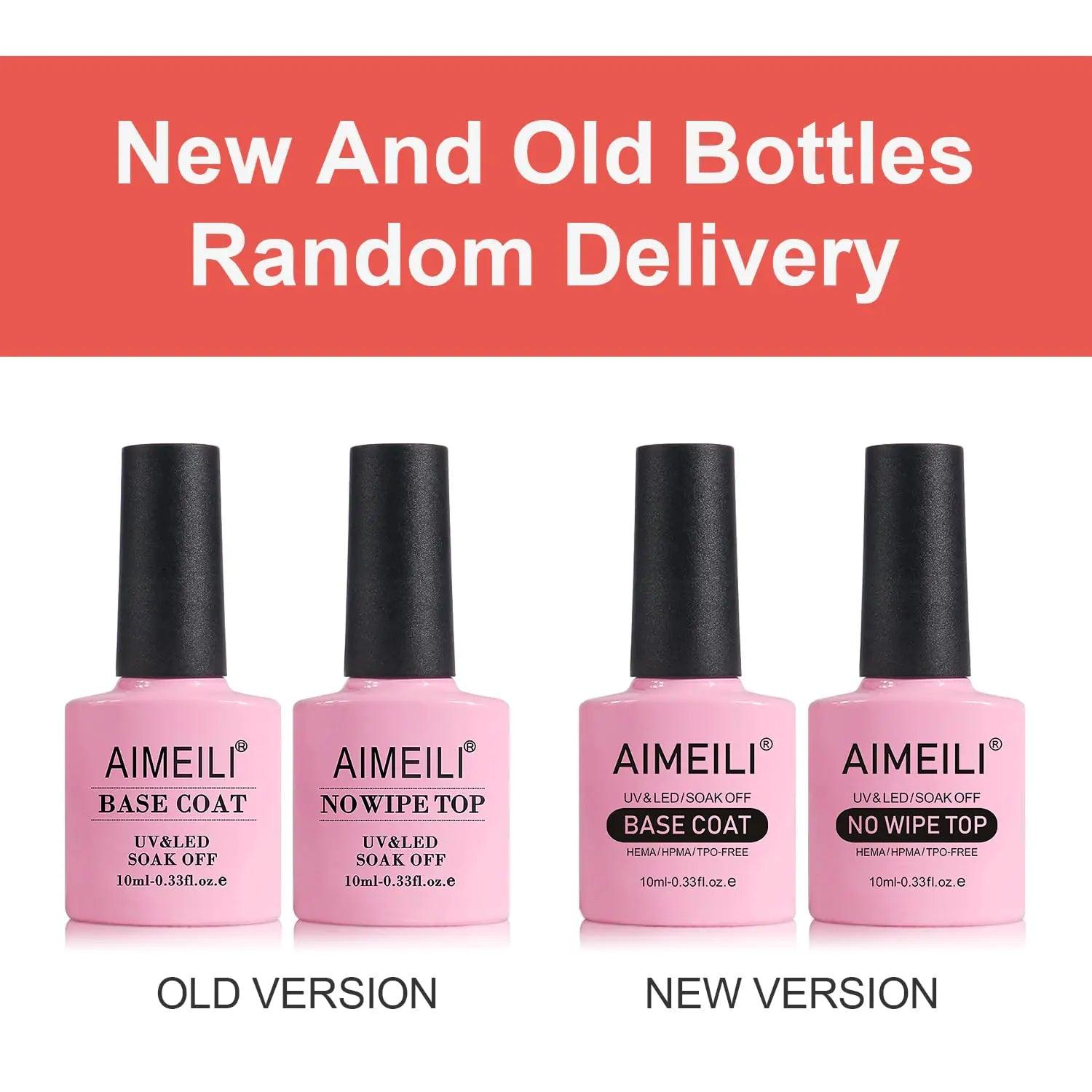 AIMEILI Gel Nail Polish No Wipe Top and Base Coat Set, Shine Finish and Long Lasting, Soak Off Gel Nail Lacquer - 2 x 10ml - Evallys.com # #