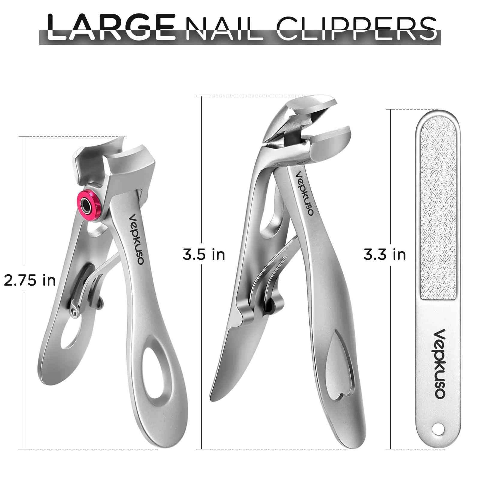 Nail Clippers for Seniors, Wide Jaw Fingernail Clippers and Angled Head Toenail Clippers for Thick Nail, Professional German Nail Clippers for Men, Women&Pregnant，Sliver Sliver(2 Pack) - Evallys.com # #