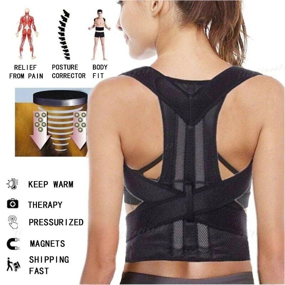 Adjustable Posture Corrector Low Back Support Shoulder Brace Belt for Men Women - Evallys.com # #