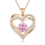 Rose Gold Pendant Necklaces for Women, Heart Crystal Diamond I Love You Always and Forever Necklace for Girlfriend Mother Daughter Wife Gift - Evallys.com # #